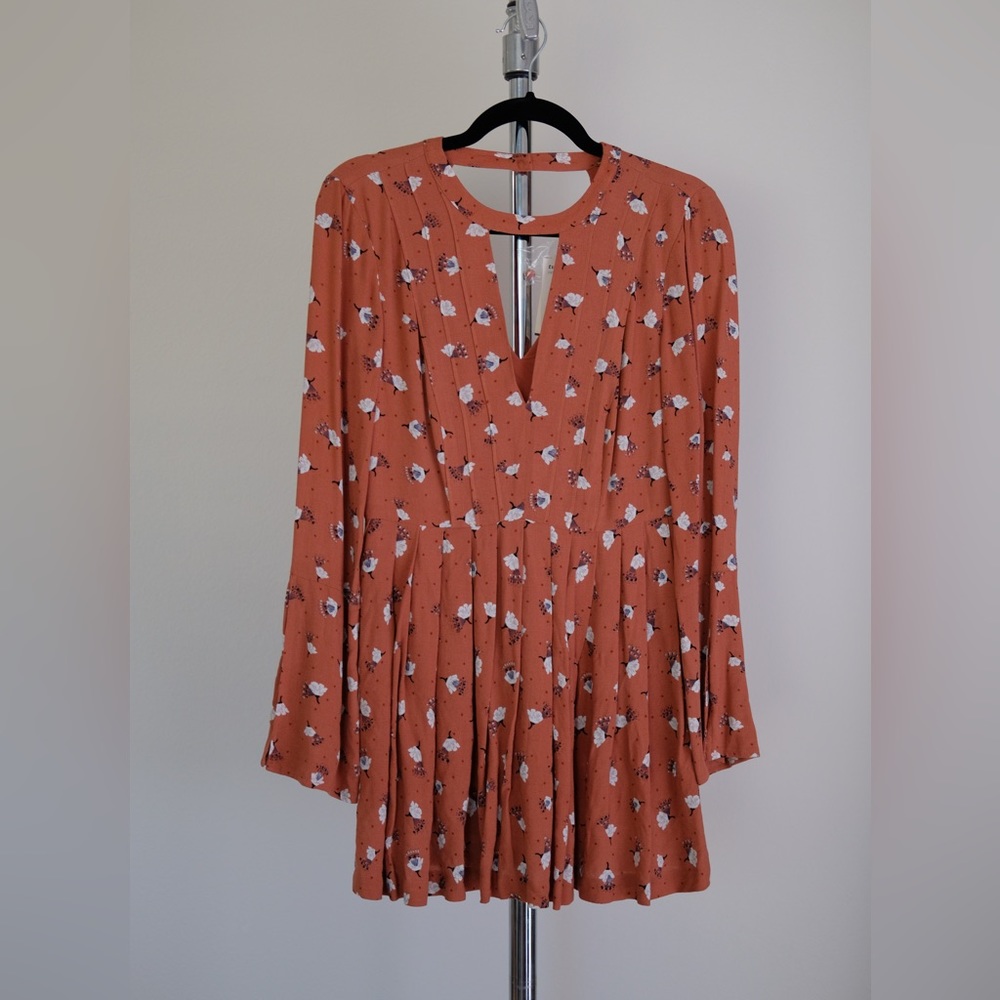 Free People Floral Pleated Mini Dress XS NWT
